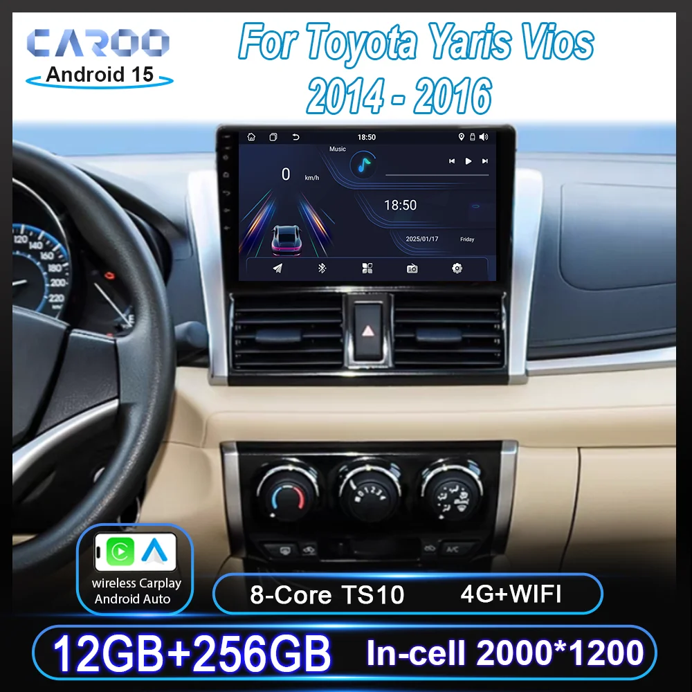 Android Car For Toyota Yaris Vios 2014 2015 2016 Auto Radio Stereo Multimidia Player GPS Navigation wireless Carplay 4G 2din DVD