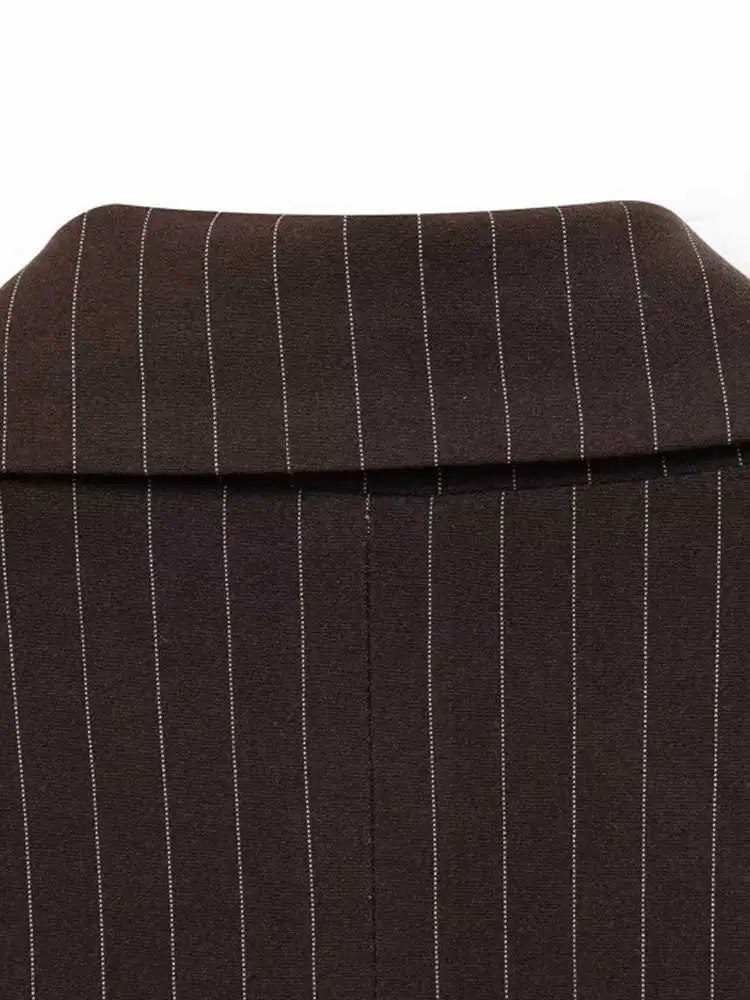 سترة نسائية مخططة كبيرة الحجم بنمط المال القديم وأكمام طويلة وجيوب أمامية أنيقة كبيرة الحجم ملابس خارجية نسائية #5