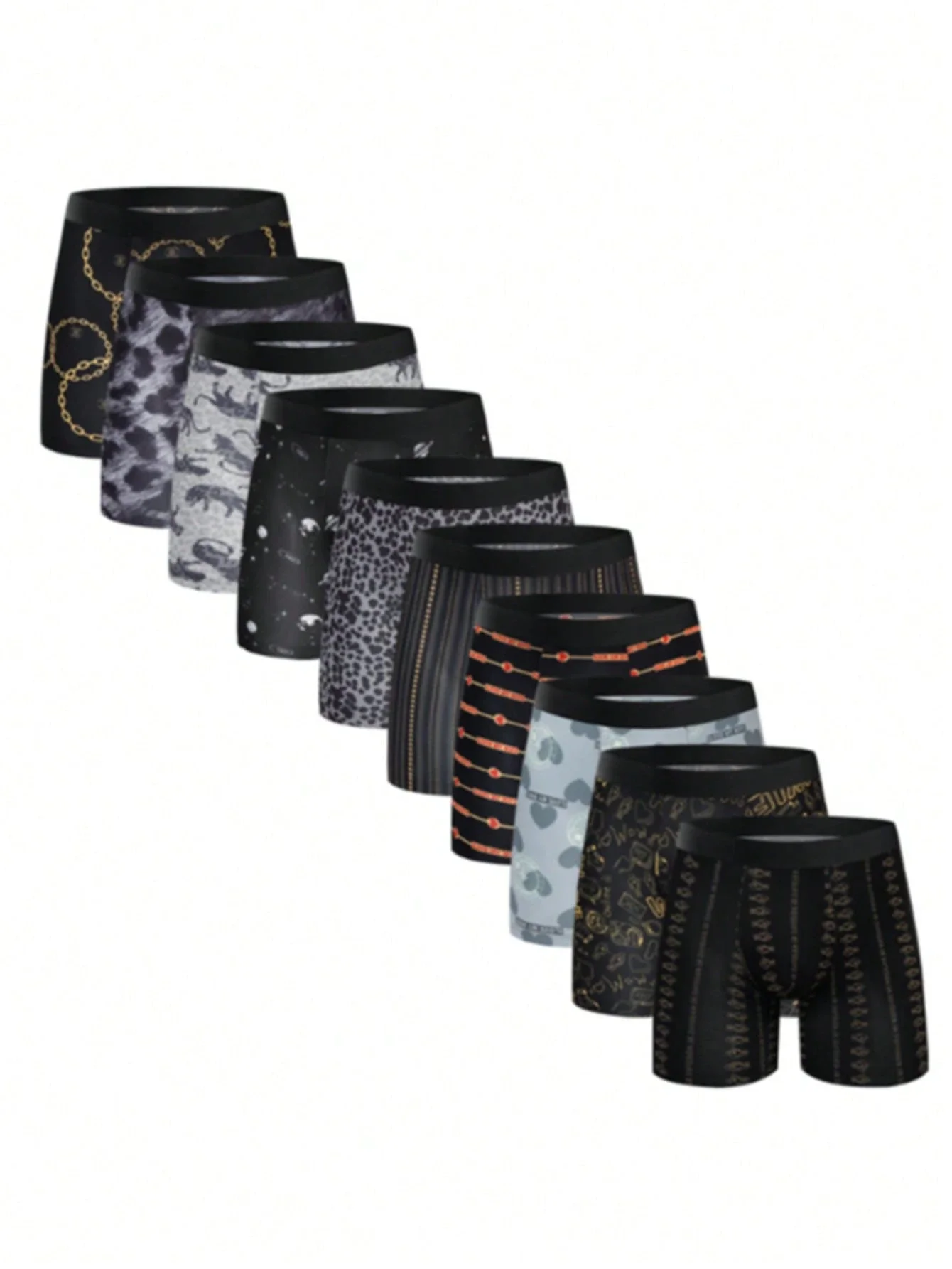 

6 шт. мужских боксеров средней длины, удобное нижнее белье с принтом