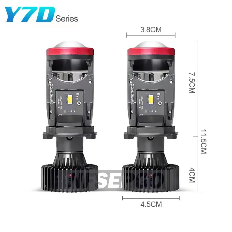 Y7D 120W H4 Headlights Car H4 LED Mini Projector Lens 6000K High Low Beam Turbo Fan Auto LED H4 Lamp LHD RHD 12V 24V
