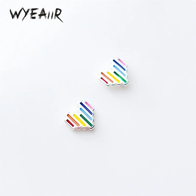 

WYEAIIR Бриллиантовая Серебряная Радужная капля глазури милые романтические парные подарки Сердце Изящные Ювелирные изделия роскошные женские серьги