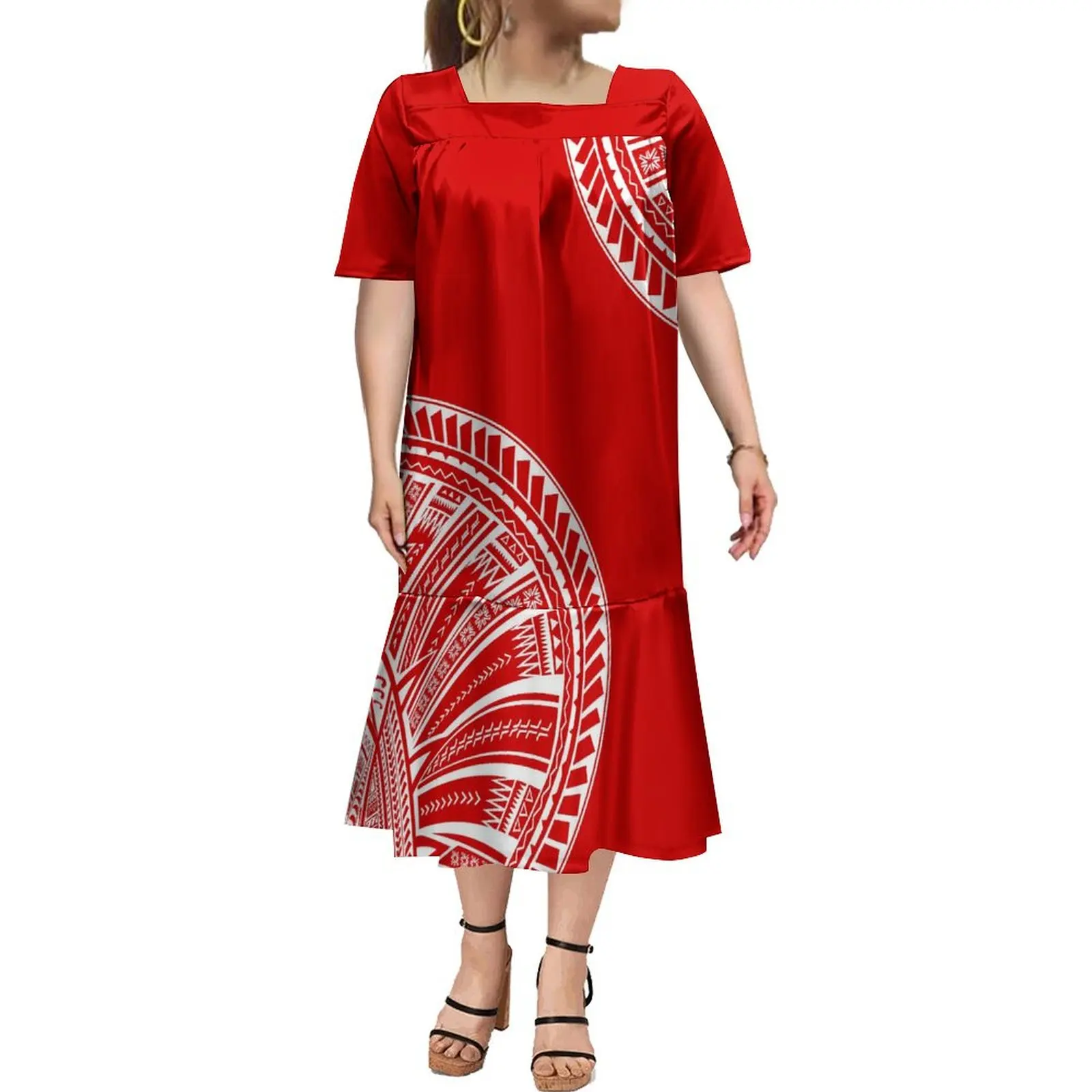 MUMU-vestido de cuello cuadrado de alta calidad para mujer, Micronesia, vestido de cola de pez con camisa para hombre, 9xl, conjunto de pareja de verano