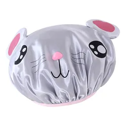 2024 Double-layer Children Cartoon Waterproof Shower Cap Cute Baby Bath Cap bonnet satin cheveux nuit gorro de saten para dormir