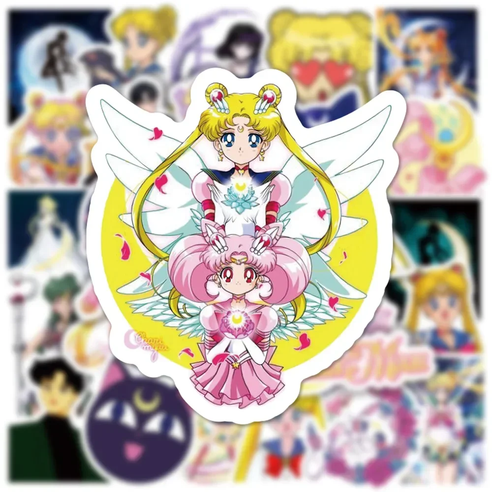 50pcs Anime Cute SAILOR MOON Waterproof Graffiti Skateboard Luggage Computer Notebook PVC Sticker Toys