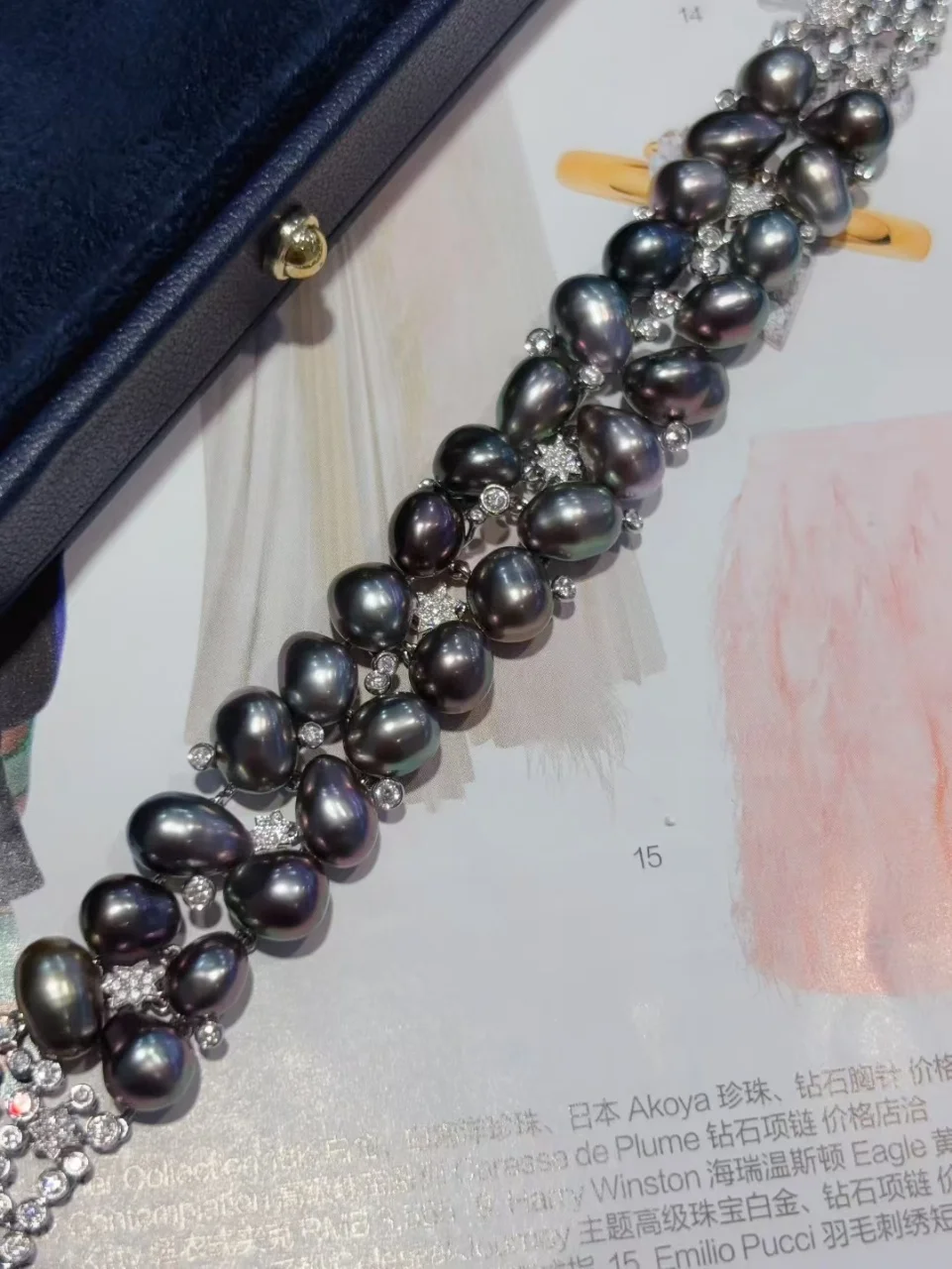 معتمد مفصل 18K الذهب الحقيقي الطبيعي أورورا تاهيتي بريق اللؤلؤ الأسود حقيقية سوار مرصع بالألماس الفاخرة الراقية مجوهرات #2