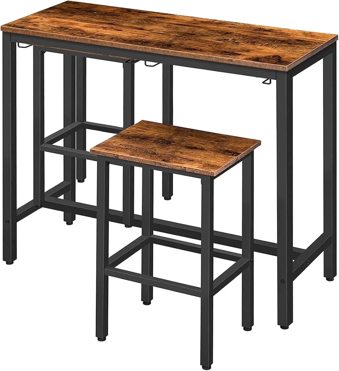 Industrial Bar Table Set with Stools, Space-Saving Counter Height Dining for Kitchen, Living Room, Parties
