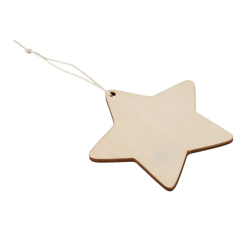 30 X Wooden Star Shapes, Plain Wood Craft Tags With Hole (10Cm)