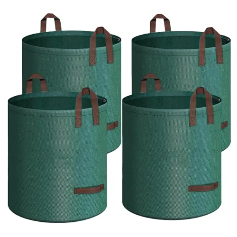 

Набор из 4 многоразовых мешков для садового мусора объемом 137 галлонов, сверхпрочные, с двойным нижним слоем и 4 усиленными ручками, особо большие, для листьев и газона