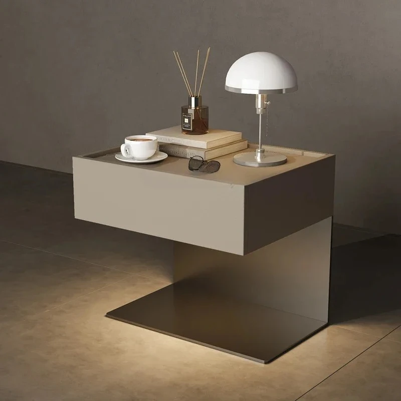 

D80 Легкая роскошная прикроватная тумбочка для спальни, современный простой подвесной шкафчик, итальянская минималистичная прикроватная тумбочка из цельного дерева