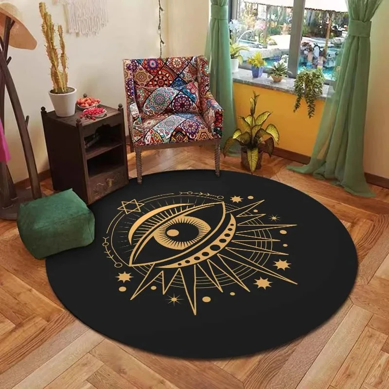 

Mysterious Tarot Eyes Print Round Carpet Non-Slip Circle Rug Living Room Table Sofa Floor Mat Bedroom Hanging Basket Chair Mats