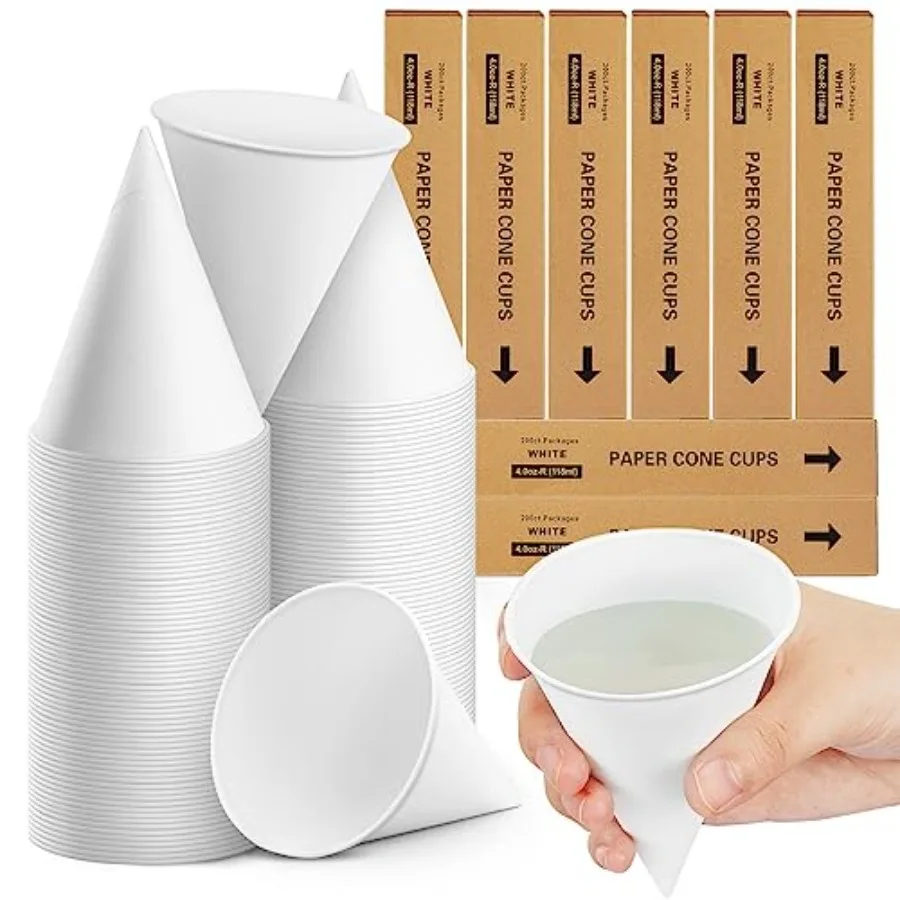 

Pcs Paper Cone Cups Thicken Disposable Cone Cups for Shaved Ice Slushies Water Cooler Dispenser White