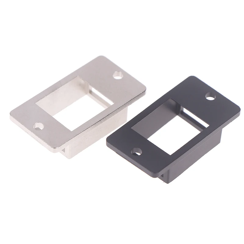 B*1PCS Black/Silver RJ45 1port Metal Screw Metal Panel Mounting Keystone Adapter Holder Long Empty Bracket Frame Module
