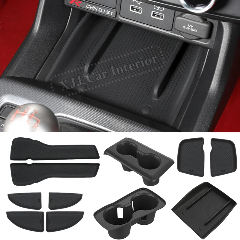 For FL5 Type R Honda Civic 2022 2023 2024 2025 Central Constrol Water Cup Holder Silicone Anti-slip Mat Car Interior Accessories