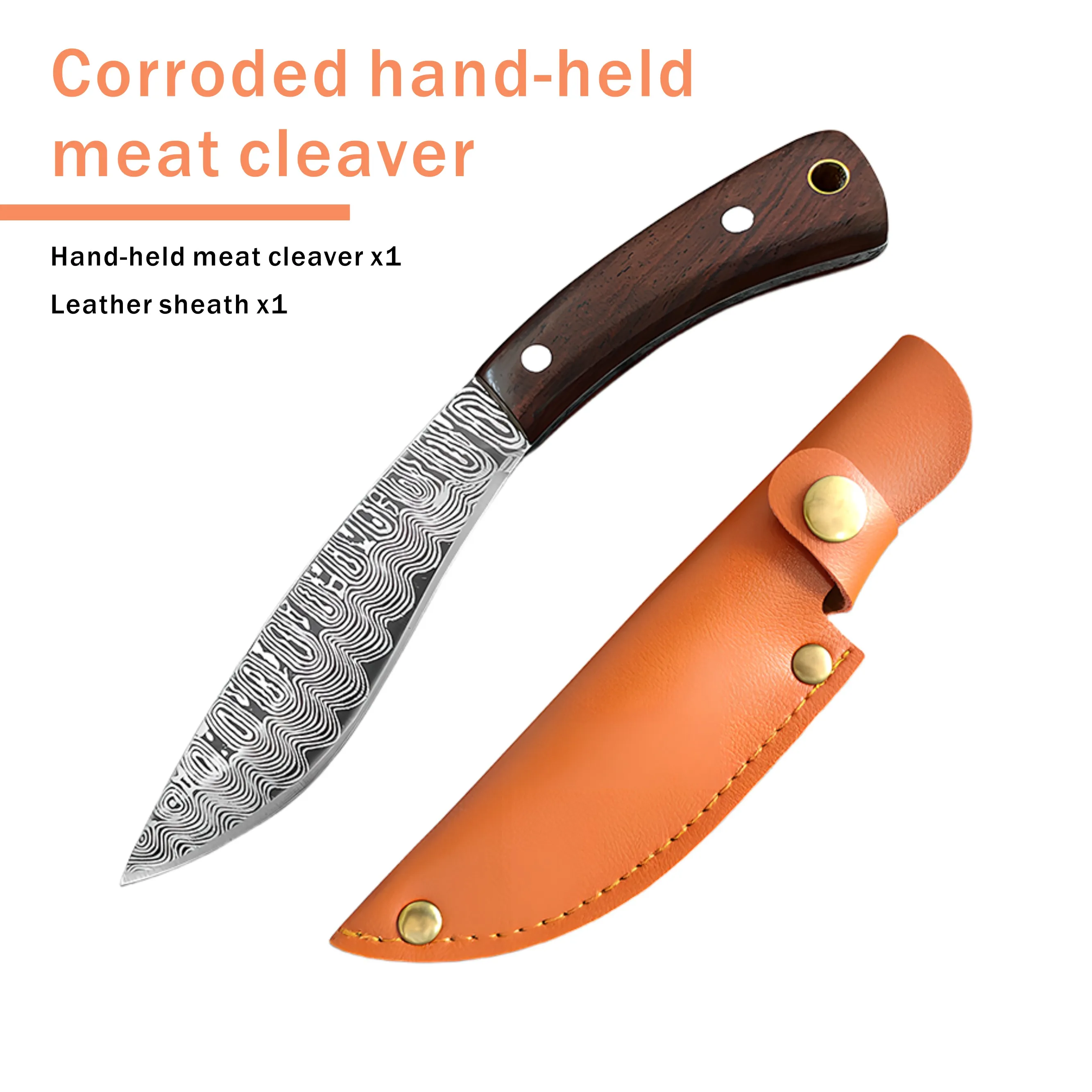 سكين مطبخ محمول احترافي لقطع اللحوم من الفولاذ المقاوم للصدأ مع مقبض مريح للشواء والطهي الخارجي مع غمد