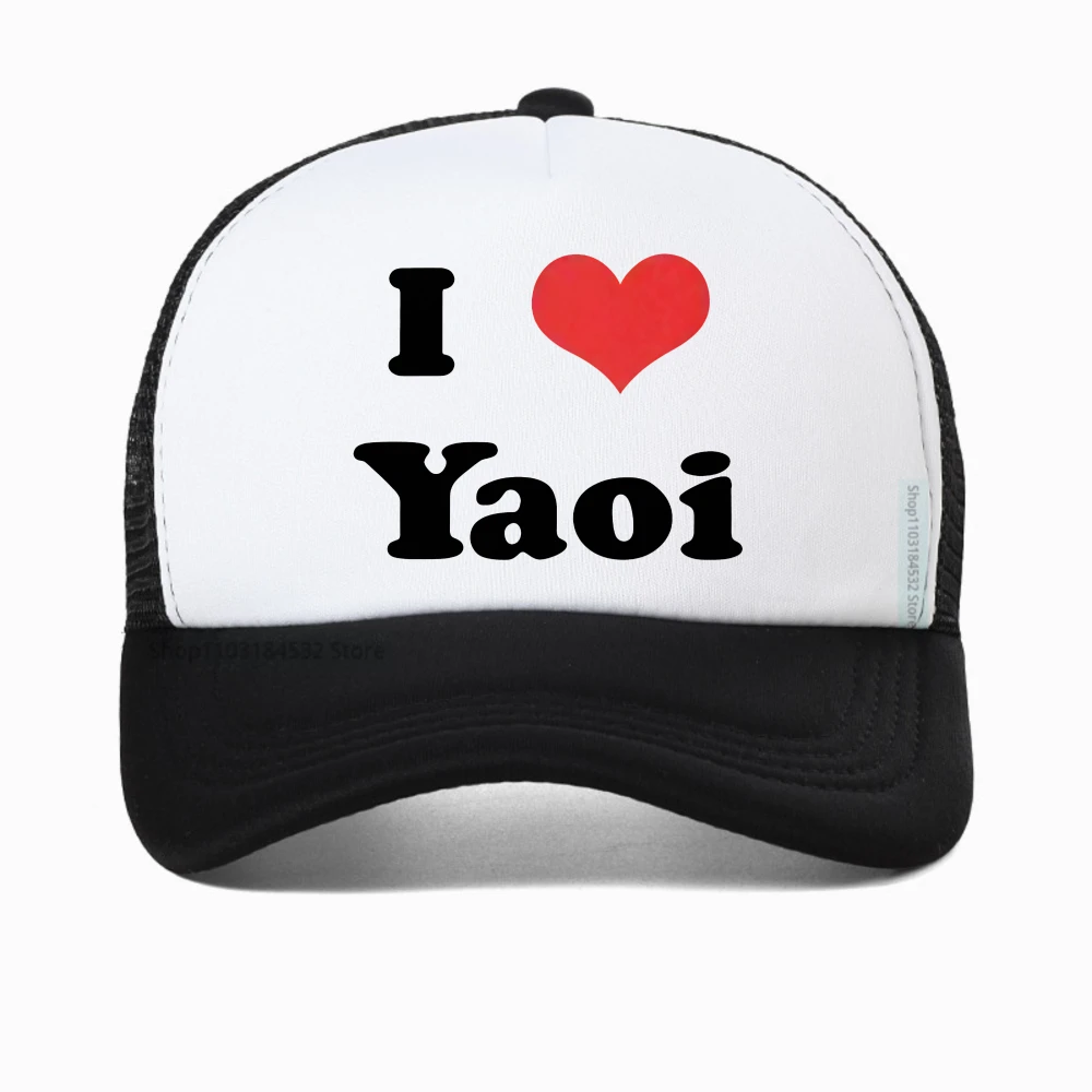 

Funny I Love Yaoi baseball cap for Men Women Boys Love BL Anime Novelty caps casual mesh sun hat outdoor adjustable trucker hats
