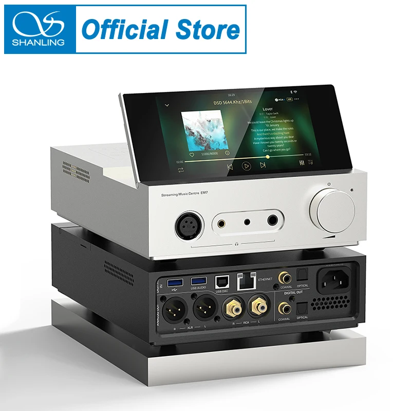 SHANLING EM7 Android 10 All-in-one Desktop Music Player AMP/DAC ES9038Pro chip Headphone Amplifier Bluetooth5.0 PCM384 DSD512