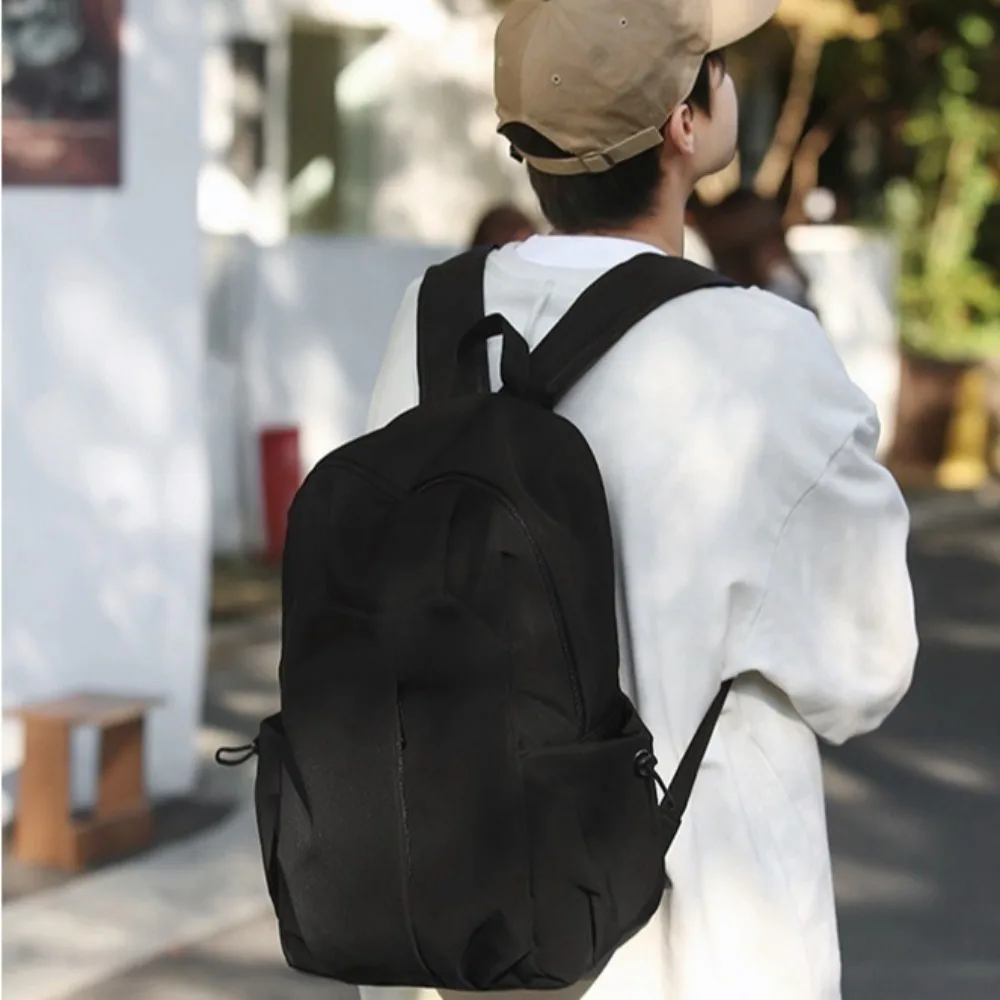 패션 나일론 컴퓨터 백팩 대용량 방수 학생용 가방 지퍼 단색 여행용 숄더백
