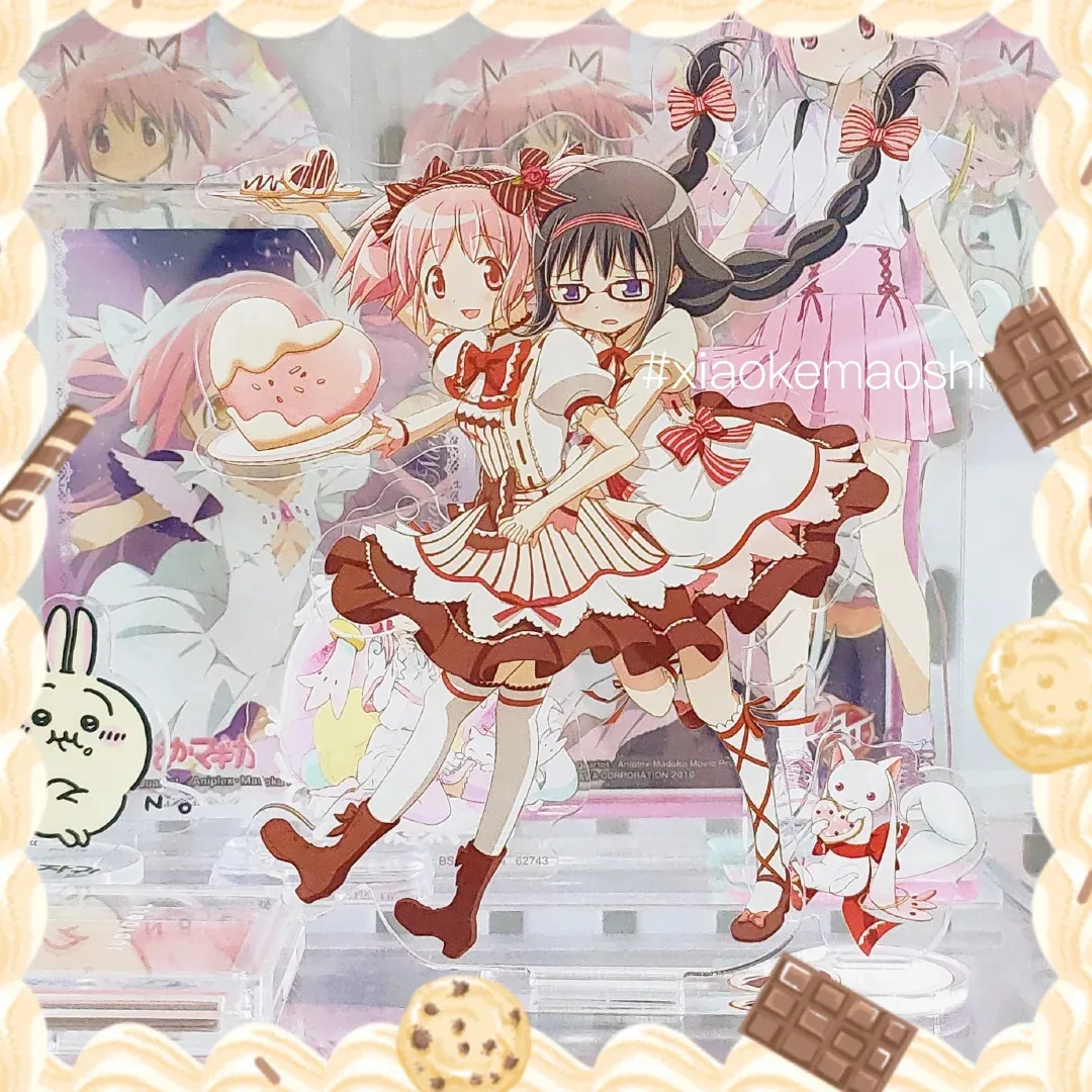 Puella Magi Madoka Magica Chocolate Cake Acrylic Stand Kaname Madoka Figure Akemi Homura Display Anime Goods Collection Decor