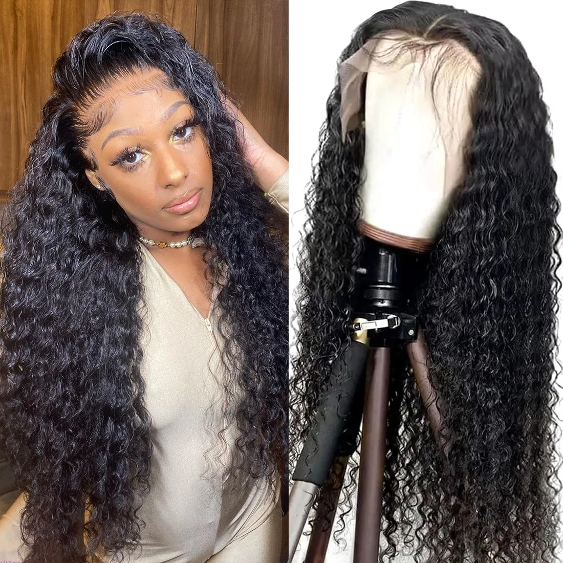 HD Lace Frontal Wig Water Wave 13x4 Lace Front Human Hair Wig Pre Plucked 4x4 Lace Closure Wigs 30 inches Curly Human Hair Wigs