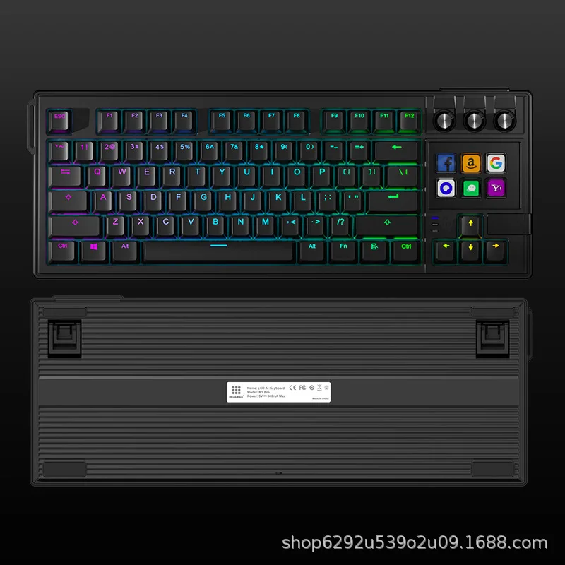 LCD AI Keyboard - 78-key RGB Backlit AI Mechanical Axial Base Hot-Swappable Customizable Gaming Keyboard