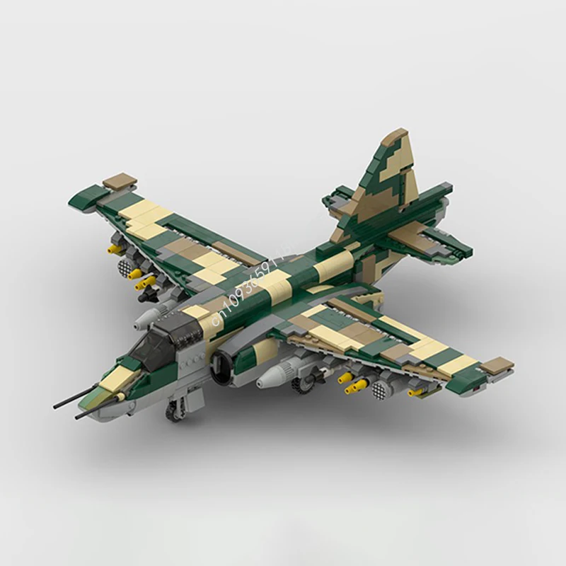 900 pezzi MOC War Series Sukhoi Su-25 Piede di rana |   Blocchi di costruzione modello di aeroplano da guerra in scala 1:34 impilabili mattoni giocattolo creativo per bambini regalo fai da te