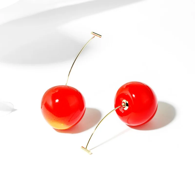 Korean Fashio Yellow Cherry Cute Personality Minimalist Cherry Earrings for Women Wedding Party Jewelry Gift Pendientes Mujer