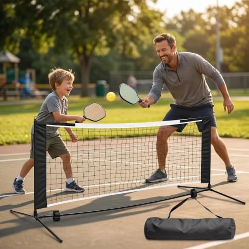 Portable Pickleball Net Portable Pickleball Net System Set Frame Stand with Angled Side Legs Polyester Net and Carrying