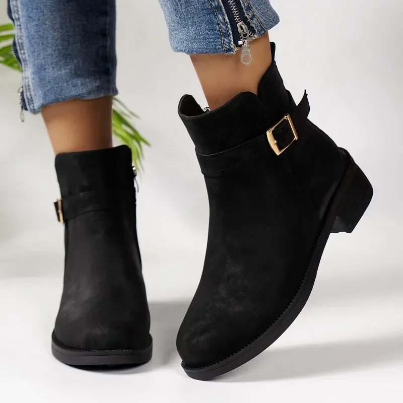 2024 New Fashion Solid Color Women's Boots Round Toe Spring and Autumn Outerwear Hot Selling Women's Naked Boots Zapatos