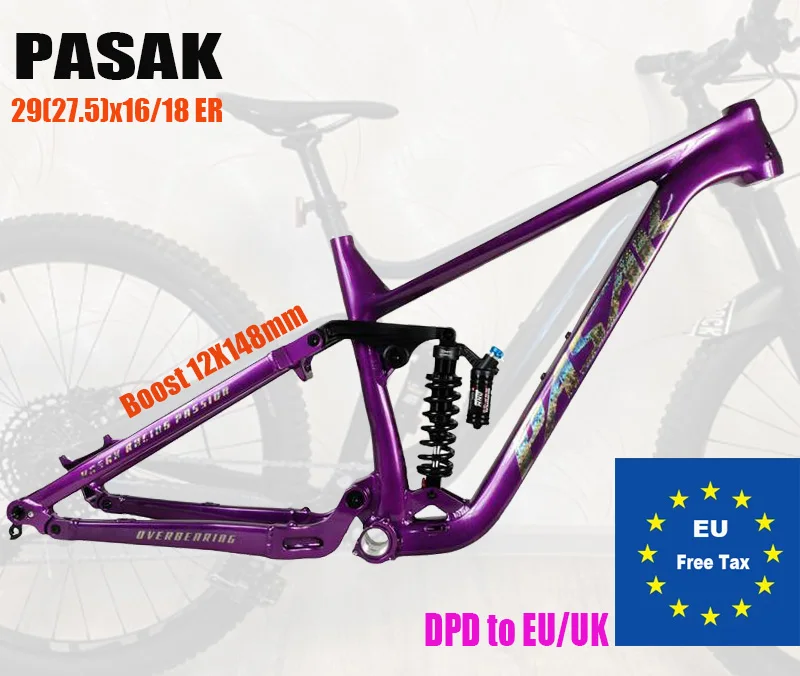 Bicycle Soft Tail Frame, ENDURO, Full Suspension, Aluminium, MTB, DH AM Cycling Downhill, 29/27.5ER Boost, 148mm EU Stock