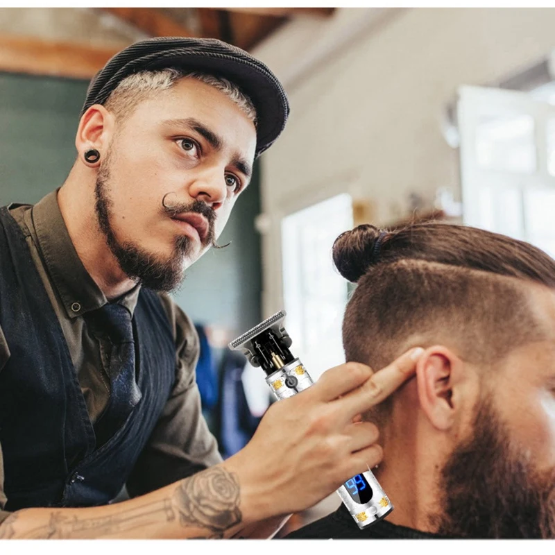 Hair Clippers Men Electric Beard Trimmer Professional Hair Cutting Machine Digital Display Rechargeable Cordless