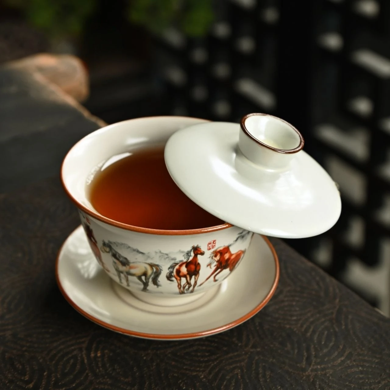 Eight Horses Gaiwan White Porcelain Success Immediately Tea Bowl Anti-Scald Gongfu Tea Set Busines Teapot Home Parents Teachers