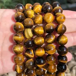 Natural Stone Yellow Tiger Eye Beads Round Loose Spacer Bead For Jewelry Making Diy Bracelet Accessories 15