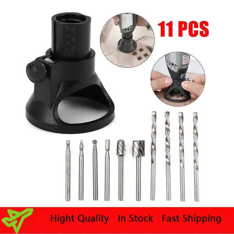 11pcs Multipurpose Cutting Guide  HSS Routing Router Bits Set Attachment Kit Root Carving Milling Cutter Woodworking Locator