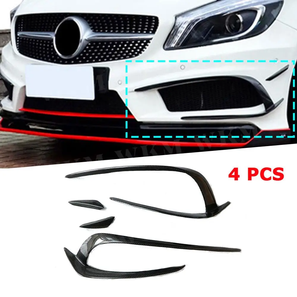 

Car Body Kit Front Bumper Fins Air Vent Splitter Cover Carbon Fiber For Benz A Class W176 A180 A200 A260 A45 Sport 2013-2015