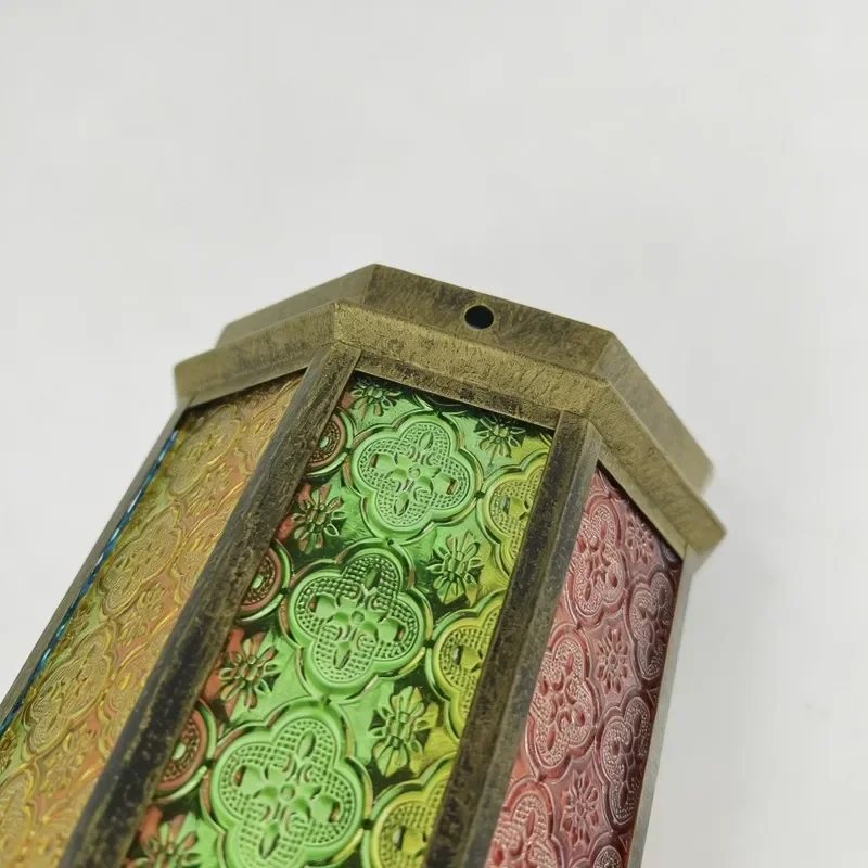 Vintage Wrought Iron Candle Holder with Moroccan Stained Glass Design Elegant Wind Lamp for Wedding Hotel Homestay Interior