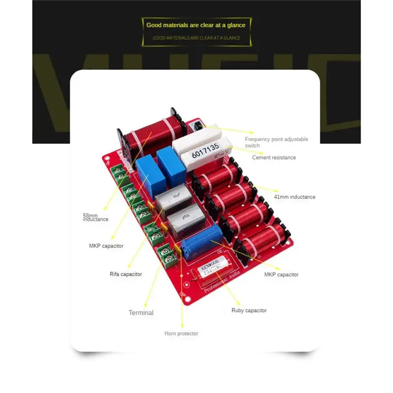 AS95 4 Way Crossover Filters 300W HiFi Speaker Audio Frequency Divider Passive Alto for Bass Treble for Home Theater Car