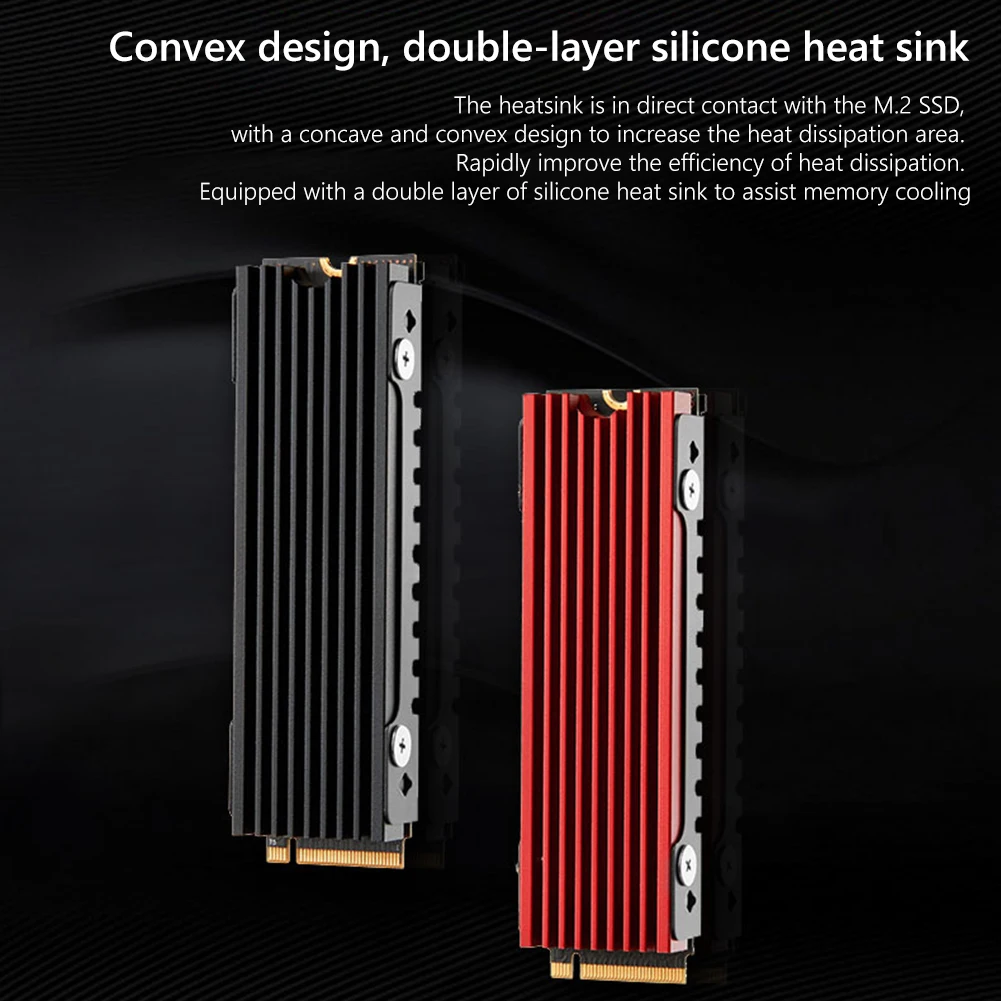 M.2 SSD HeatSink for PC / PS5 PCIE 2280 SSD M.2 NVME NGFF 2280 Aluminum Solid State Hard Disk Radiator With Thermal Pad
