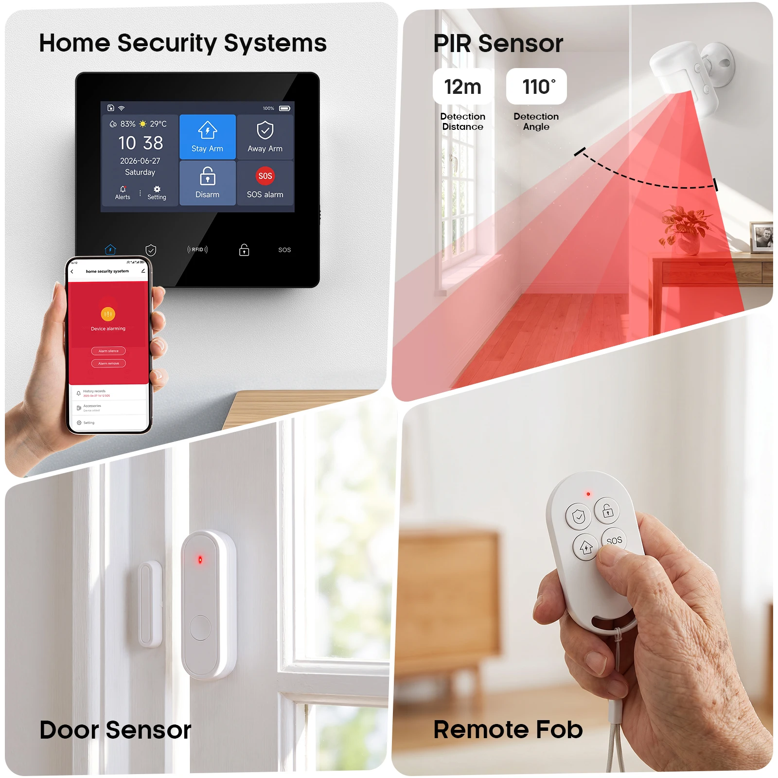 Tuya Smart WiFi 4G GSM Alarm System 433MHZ Sensor Security Protection Motion Sensor Door Window Sensor For Home Apartment