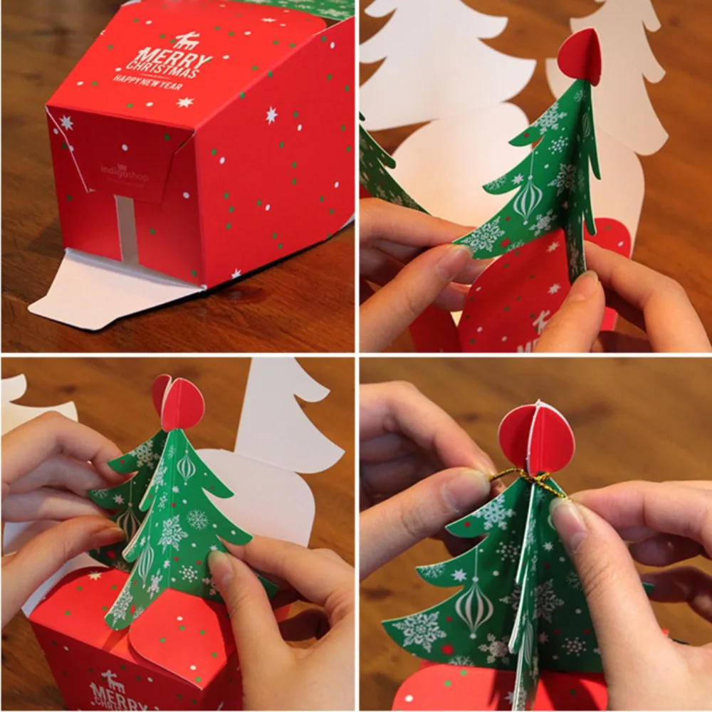 10 Pcs Paper Christmas Tree Candy Box Large Capacity DIY Christmas Gift Box Good Load-bearing Reusable Gift Packaging Box