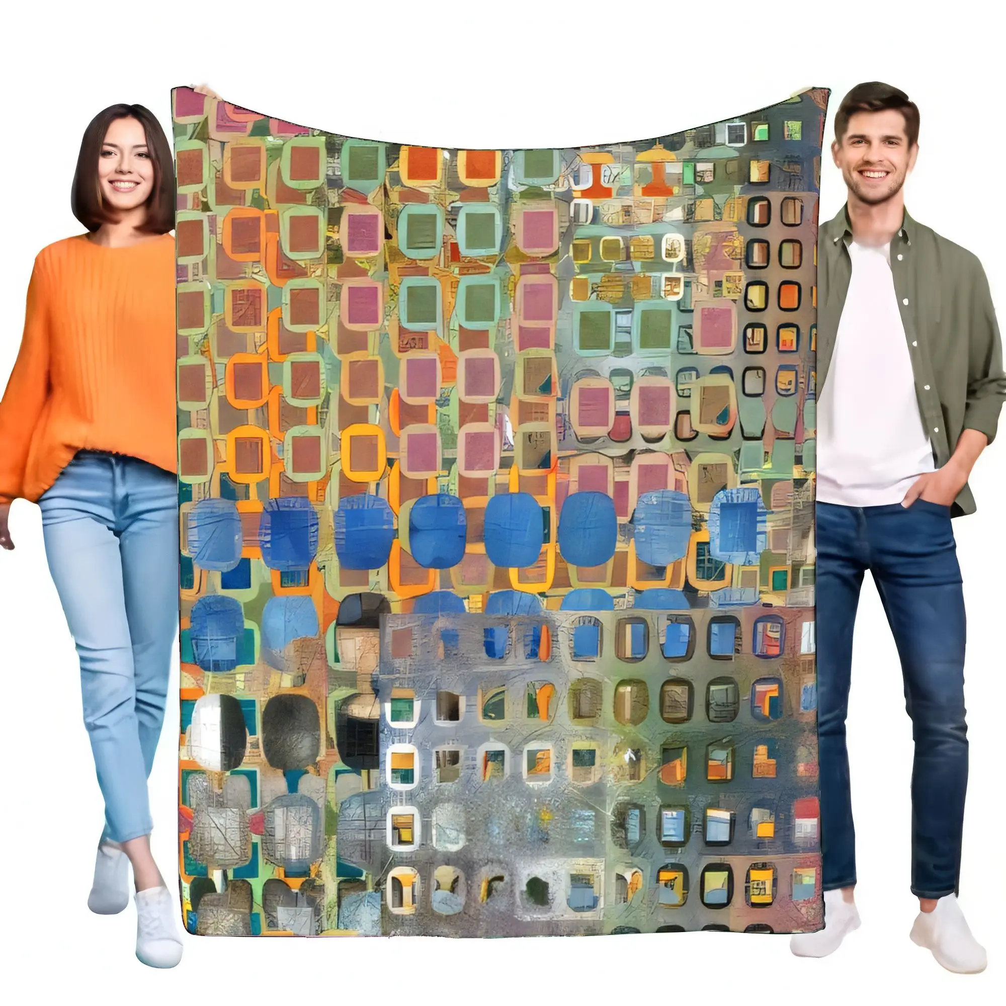 Colorful Geometric Pattern Blanket Soft Cozy Throw for Bed and Sofa, Lightweight and Warm, Perfect Home Decoration, Ideal Gift f