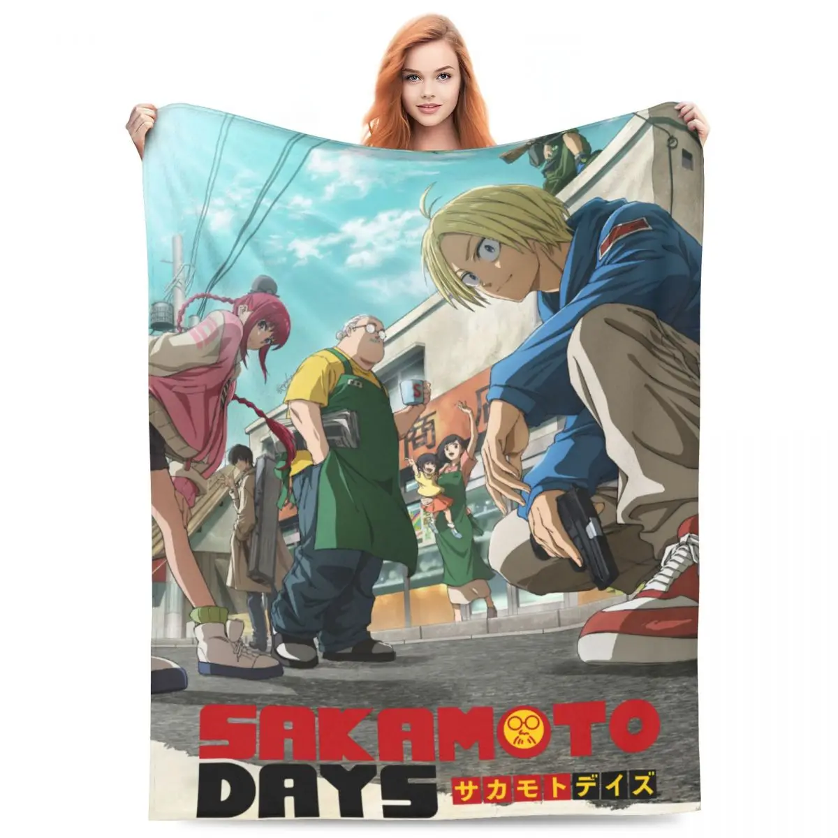 

Одеяло в стиле японского аниме «Сакамото Days», флисовое летнее портативное теплое одеяло для дома, путешествий, покрывала