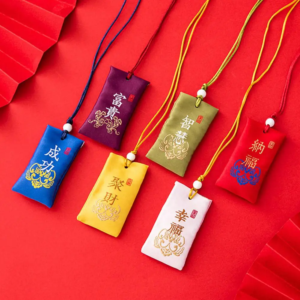 Spiritual Salt With Sachet Buddhist Spiritual Salt Pouch Necklace Chinese Talisman Spiritual Salt Pouch Happiness Wealth