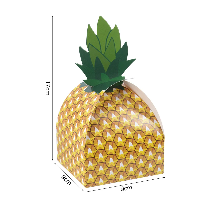 12/24pcs Pineapple Candy Cookie Box Hawaiian Party Goodies Gift Packing Box Bag Luau Summer Birthday Wedding Decoration Supplies