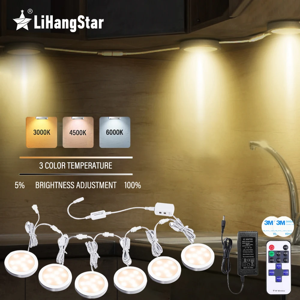 

LED Cabinet Light Connectable Under Cabinet Lighting Night Light 12V Remote Dimmable for Closet Kitchen Bedroom Display Cabinet