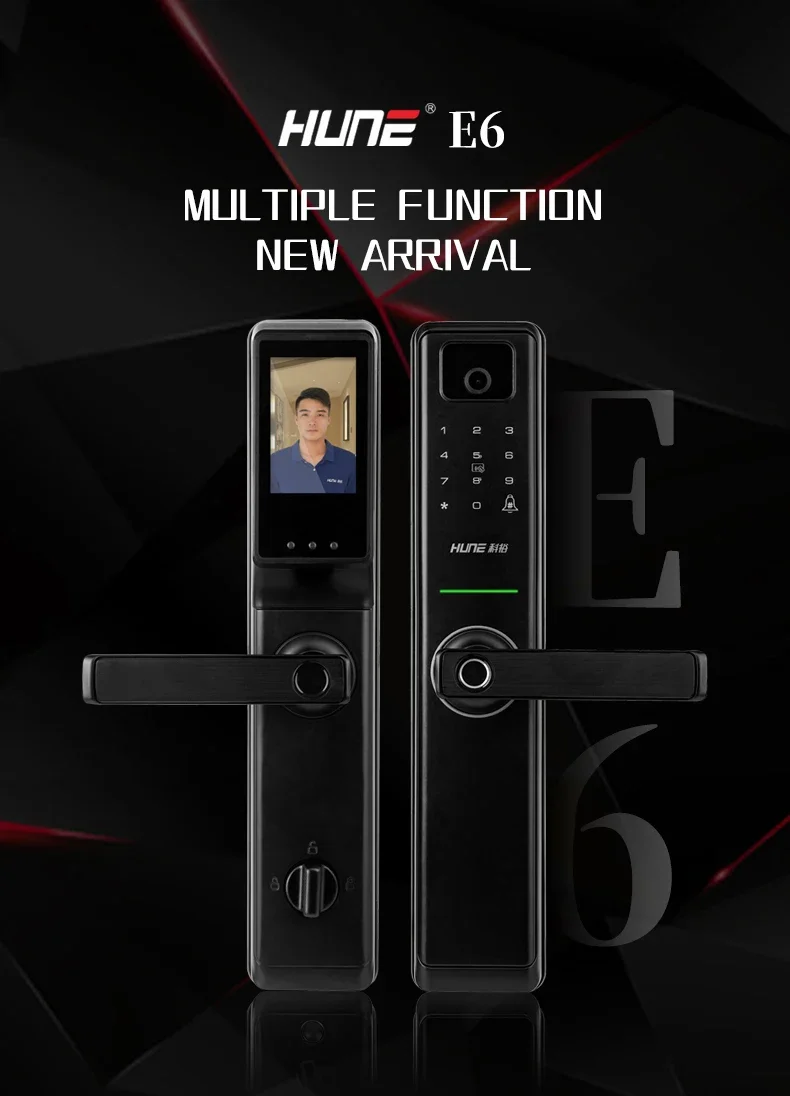 005 HUNE Smart Multiple Unlocking WiFi Lock Durable Luxury Touch Keypad Electronic Door Lock Fingerprint Door Handle Lock