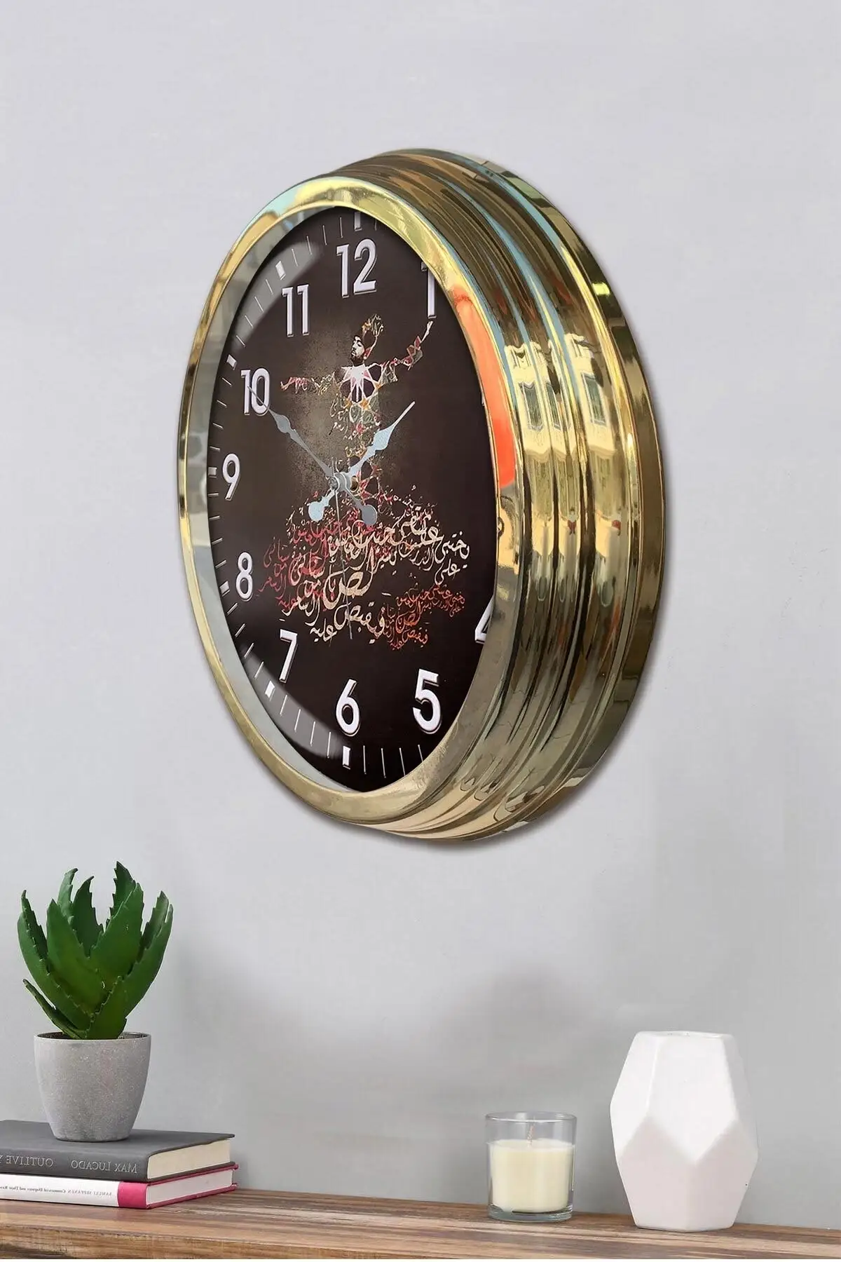 DOLBOVI wall clock 40 Cm Metal Gold color religious model