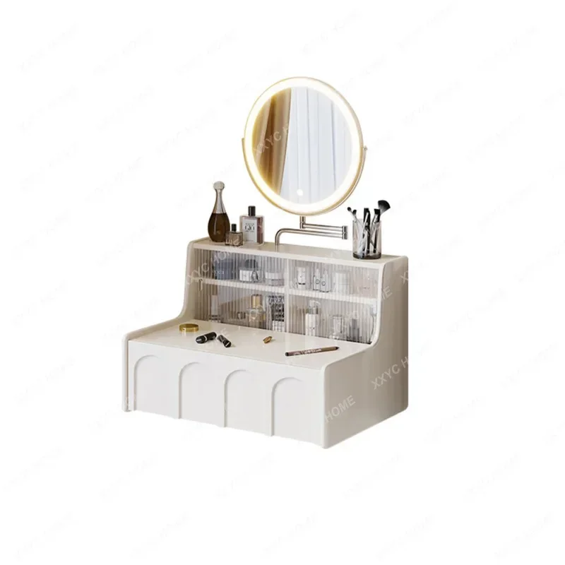 

Suspended Dresser Light Cream Style Small Apartment Bedroom Wall-Mounted Hanging Bed Side Makeup Table