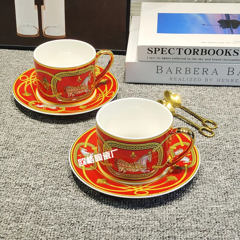 

Classic retro royal warhorse ceramic cup, coffee cup, plate, popular household couple drinking cup, breakfast cup