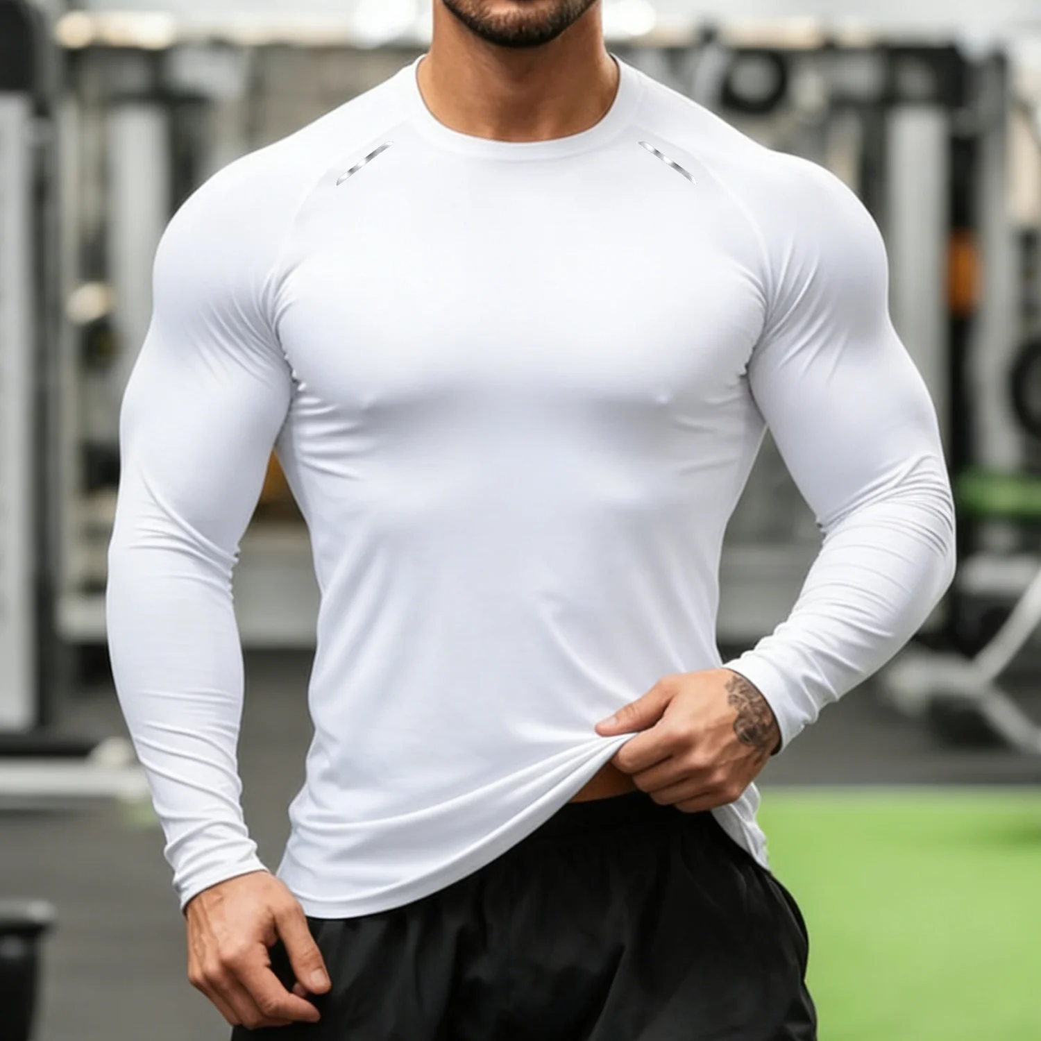 

Running T-shirt Men Compression Long Sleeve Shirt Quick Dry Sport Top Gym Bodybuilding Fitness Athletic Undershirt