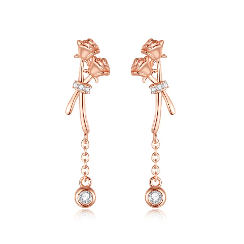 

Романтические серьги-розы из стерлингового серебра 925 пробы для женщин, роскошные серьги-капли высокого класса с кубическим цирконием, подарок на праздник